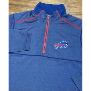 Antigua NFL Buffalo Bills Heathered Blue Quarter Zip Pullover Men's Size L